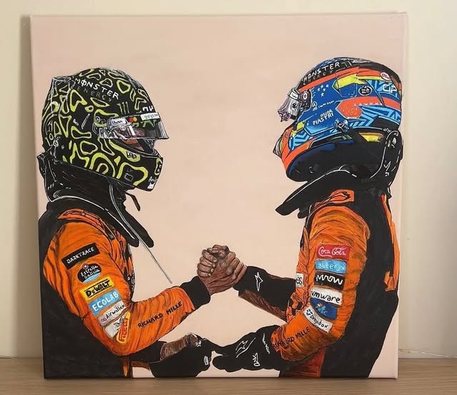 Deux pilotes McLaren peints, Norris et Piastri